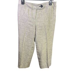 LOFT by ANN TAYLOR Women's Ann Fit Linen Cropped Capri Pants 4 Lined Tan-black